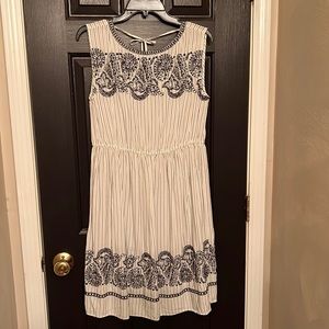 Black & White LOFT striped dress with embroidery detail